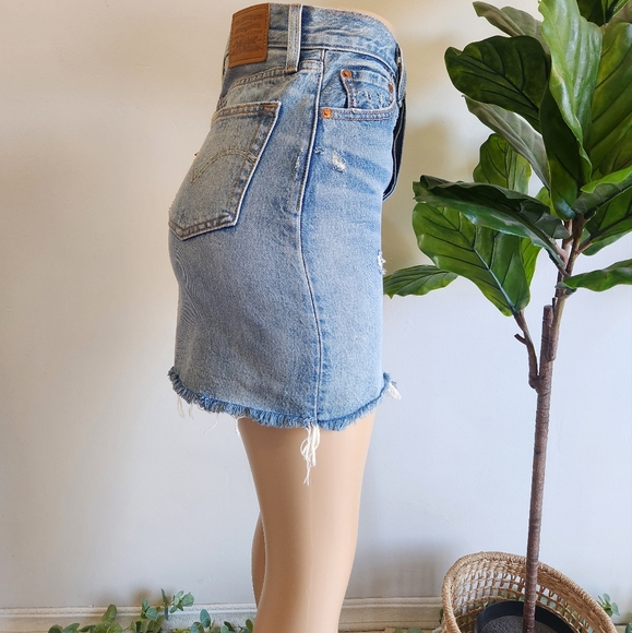 Levis Premium High Rise Denim Skirt Women Size 25 Blue Color Vacation Beach Jean - Picture 9 of 14